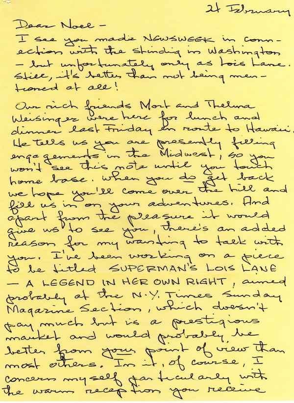 Whit Ellsworth letter to Noel Neill