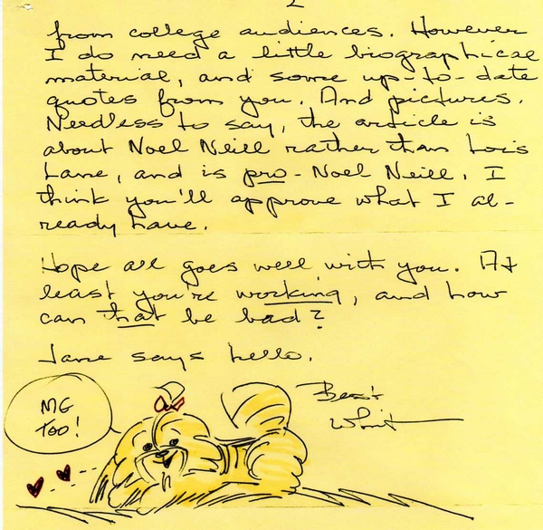 Whit Ellsworth letter to Noel Neill