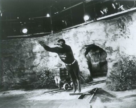 George tests the springboard.